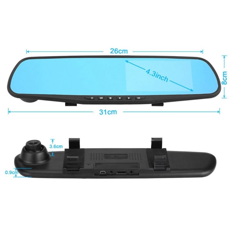 BEANGEL Car Dvr Rear View Mirror Video Recroder 4.3" Inch