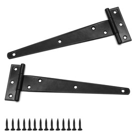 D-Orange 2 Pack T-Hinge Gate Shed Hinges 200mm/8 inch Heavy Duty Metal Black Strap Hinges with Screws for Gate Doors, Shed Doors and Barn Doors