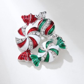 Christmas Brooch Rhinestone Christmas Bells Brooch Cute Candy Brooch Stylish Rhinestone Crystal Brooch Pin Elegant Clothing Hat Bag Accessories Christmas Jewelry for Women (Candy)