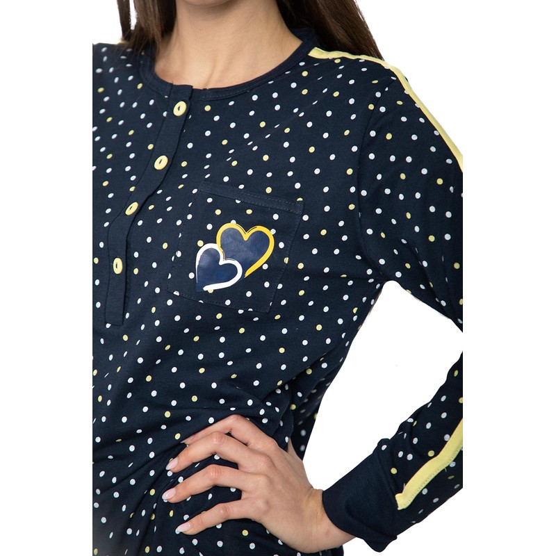 Consult-Tex DW192 Women's Long Sleeve Cotton Pyjamas, blue