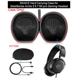 RAIACE Hard Carrying Case for SteelSeries Arctis 3 5 7 9X pro Gaming Headset, Protective Storage Travel Bag - Black(Black Lining)