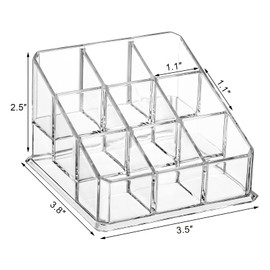 Foraineam 6 Pack Lipstick Holder Organizer, 9 Spaces Clear Lip Stick Storage Stand Container, Small Cosmetic Beauty Makeup Display Cases for Lipsticks, Lipgloss, Brushes, Bottles