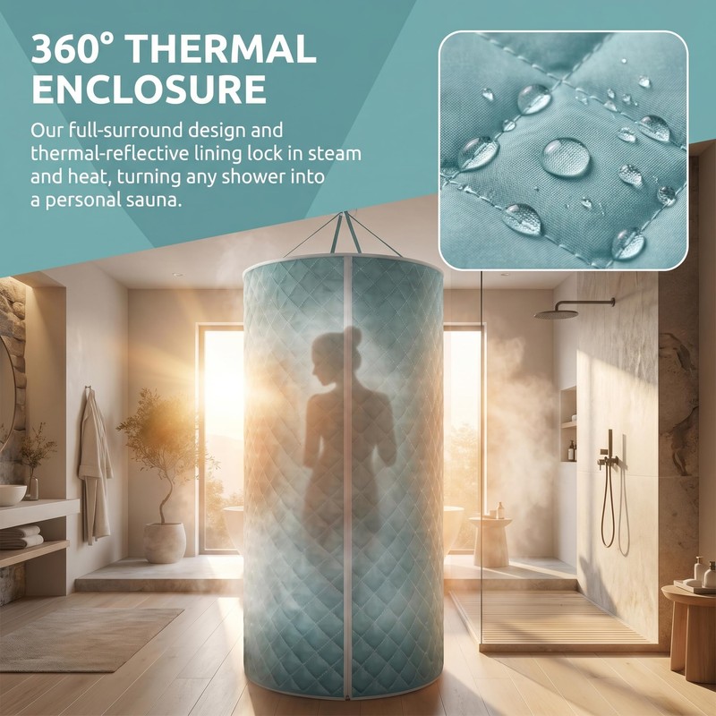 Portable Folding Shower Curtain, 100x200cm, Waterproof Polyester with Aluminum Peptide