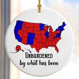 2024 Election Map Ceramic Ornament – Unburdened by What Has Been - Humorous Trump Celebration Keepsake – Christmas Trump Ornament - Trump Merchandise - Gifts for Supporter - Trump Gifts
