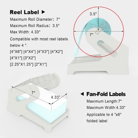 wijavija Thermal Label Holders Label Holder for Rolls and Fanfold Shipping Label Stand Desktop Lables Printer DIY Accessory Supplies for Home Office, 4 inch, grey