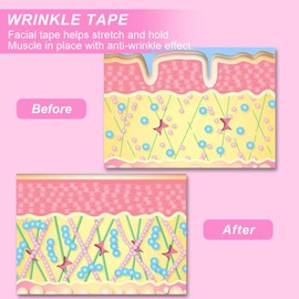Face Lifting Tape, 2 Rolls Wrinkles Make-Up, Anti Wrinkle Patches Face, Wrinkle Plaster Face, Multifunctional Anti Wrinkle Face Tape, Myofascial Face Tightening Tape, Brown 2.5 x 500 cm