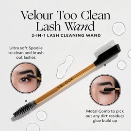 Velour Too Clean Lash Wand - 2-in-1 Lash Cleansing Brush for False Lashes and Eyelash Extensions - Brow and Lash Brush