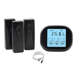 Roarrter Wireless Digital Thermometer Weather Station Forecaster Indoor Outdoor Temperature Humidity Meter with LCD Screen 1 to 3 Easy to Use Black