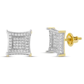 Mens Ladies 14K Gold Over Silver Lab Diamond Earrings Screw Back Studs Iced Out aretes para hombre - Men's Earrings, Screw Back, Men's Jewelry, Hip hop Earring