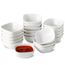 UIBFCWN 2oz Ceramic Dip Bowls Set, 20 PCS Soy Sauce Dish, Dipping Sauce Bowls/Dishes, Mini Square Serving Bowl for Side Dish, BBQ, Ketchup, Charcuterie Condiment