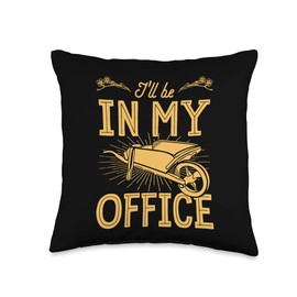 Container Gardening Quotes Essentials And Supplies I'll Be In My Office Wheelbarrow Floral Flower Gardening Mom Throw Pillow, 16x16, Multicolor