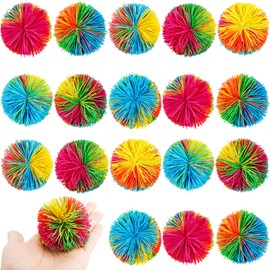 Cagemoga 18 Pack 2.36 Inch Stringy Balls Soft Monkey Stringy Balls Rainbow Silicone Silk Ball Active Fun Toy for Kids Birthday Christmas Easter Party Favors Classroom Rewards Gift Bag Fillers