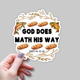 (3pcs) God Does Math This Way Sticker Christian Bible Verse Matt 14:13-21 Jesus Vinyl Decal Inspirational Quotes Stickers for Books Laptops Phonecase Water Bottles Kindles Car-2.7x3