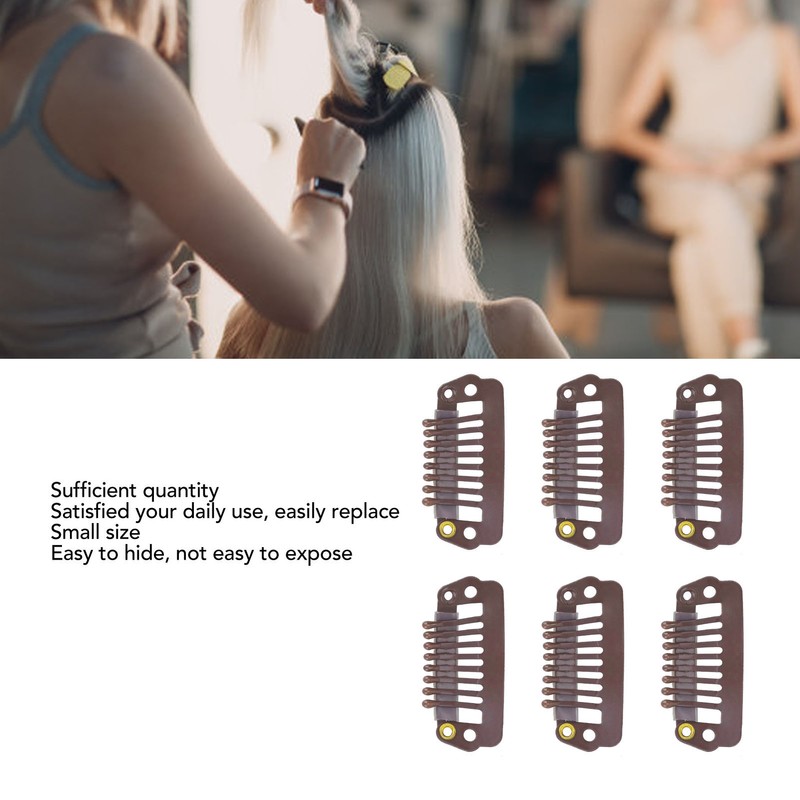 50pcs 8 Tips 8 Teeth Snap Comb Wig Clips Stainless