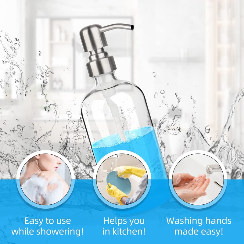 ARKTEK Glass Soap Dispenser - Clear Dish Soap Dispenser for