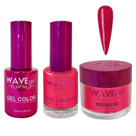 WAVEGEL Soak-Off Gel, Nail Lacquer & Acrylic/Dip Powder Matching Set - Princess Collection - #84 Eliza Red