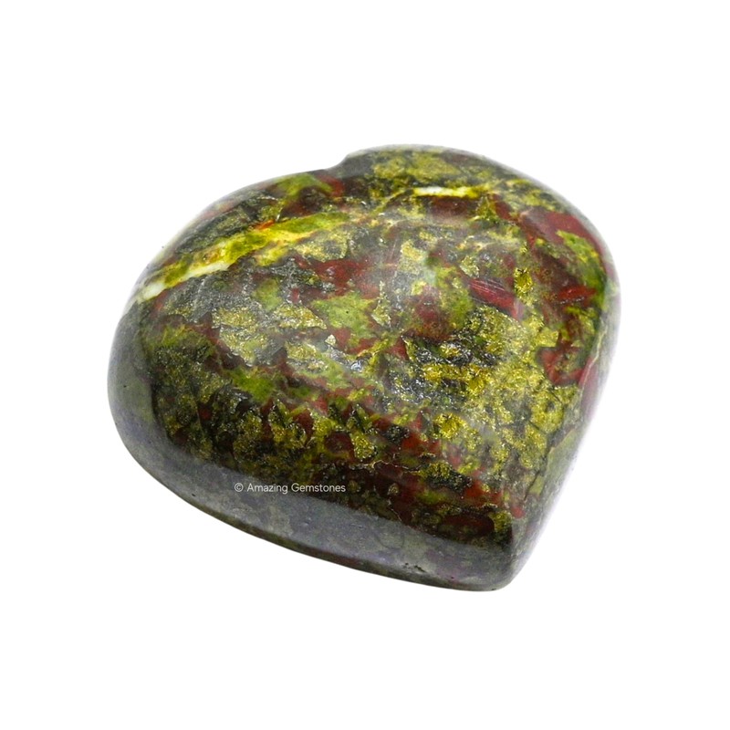 Dragon Bloodstone Crystal Heart Palm Stone - Pocket Massage Worry