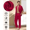 YOPUGEE Mens Satin Silky Pajama Set Short Sleeve Classic Sleepwear