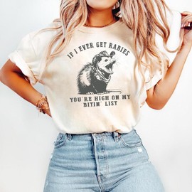 If I Ever Get Rabies Shirt, You're High On My Bitin' List TShirt, Raccoon Shirt, Trendy Tee, Gift For Friends, Everyday Basic:_Navy_Unisex T-Shirt - 4XL