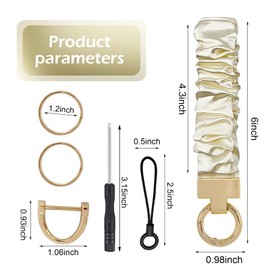 Dogary Stretchy Keychain Wristlet for Car Keys, Stylish & Functional Scrunchie Bracelet with D-ring for Women & Men (White)