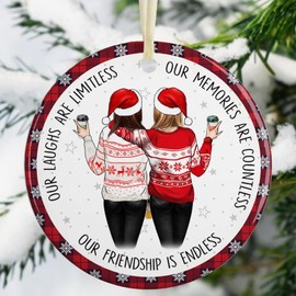 Hzuooii Our Friendship is Endless Christmas Ornaments Christian Friend Gifts for Women, Best Friend Ornaments for Christmas Tree Decorations Friendship Gifts for Friends Female Women