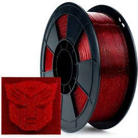 ZIRO Glitter PLA Filament 1.75mm, Semi-Transparent PLA Base, 3D Printer Filament Shiny Sparkle Material with Glitter, Twinkle Series 1KG Spool, fit Most FDM 3D Printers, Twinkling Red