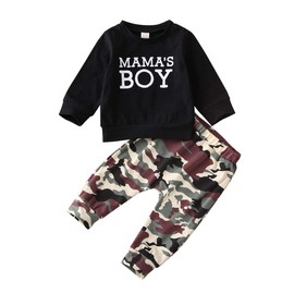 Baby Boy Outfit Clothes Straight Outta Timeout Pullover Shirt Hooded Sweatshirt Tops Cool Army Green Pants Outfits Set (Boys Camouflage, 12-18 Months)