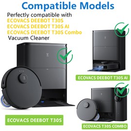 BUXEBUX Replacement Parts for ECOVACS DEEBOT T30S, T30S AI, T30S Pro, T30S Combo Robot Vacuum Accessories Kit, 1 Main Brush, 4 Hepa Filters, 6 Mop Pads, 6 Side Brush, 1 Cleaning Tool, 18-Pack