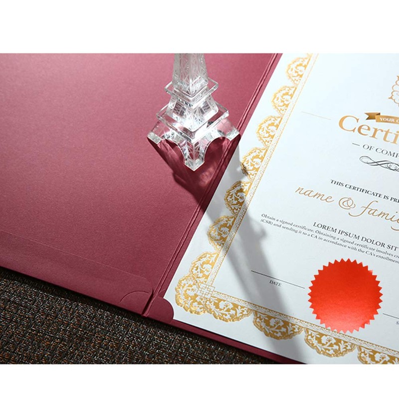 Hylabelest 2" Light Red Embossing Certificate Wafer Paper Stickers