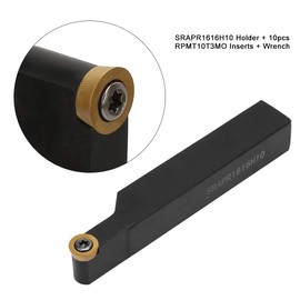 CNC Lathe Tool Holder SRAPR1616H10 with Carbide Insert RPMT10T3MO Inserts Blades Radius Turning Tool Set Includes Wrench for Metal Cutting Operations