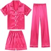 DIPUG Girls Pajamas Set Soft Silk Satin 3 Piece PJs
