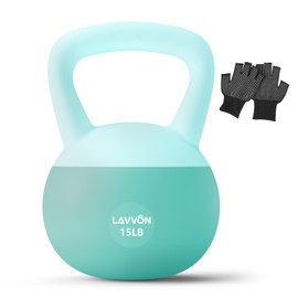 Soft Kettlebell - Cushioned Impact-Resistant Base and Anti-Slip, Kettle bell Anti-Slip Grip Weight for Home Workouts, Safe Strength Training Kettlebells Sets for Women & Men, With Non-slip Gloves (Green, 15 LB)