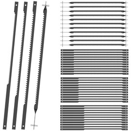 48Pcs Scroll Saw Blade Pin End Set Compatible with MS20 MS20-01 MS51-01 High Carbon Steel 4inch Woodworking Metal Cutting Scroll Saw Blade Assortment Kit 15TPI 18TPI 24TPI(48PCS)