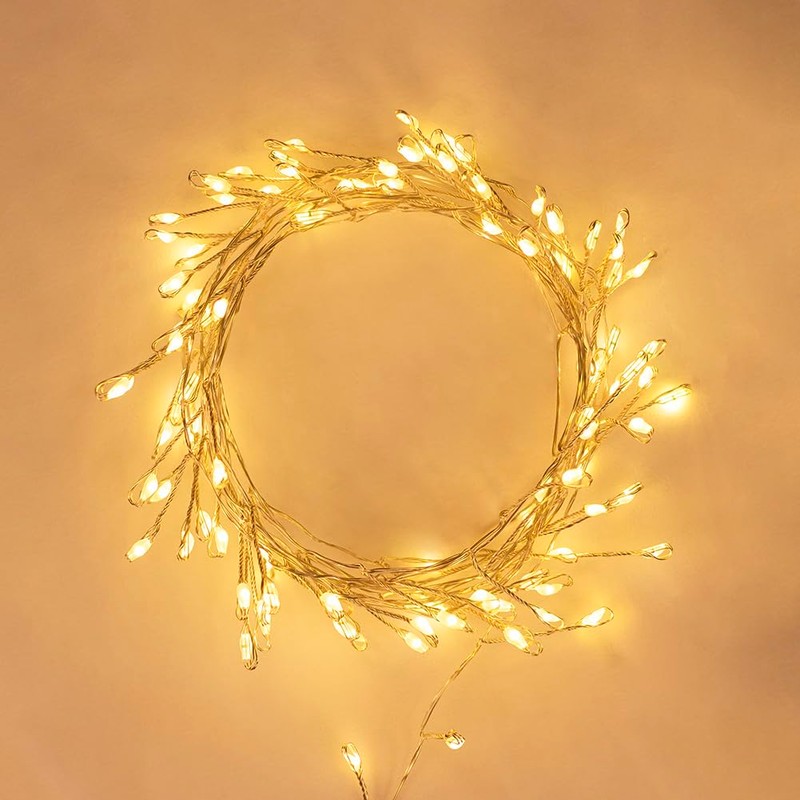 PCORES Fairy Lights Plug in, 6M 200LED Firecracker String Lights