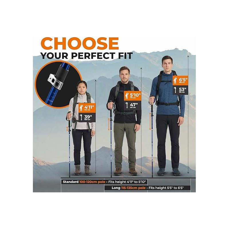 TREKOLOGY Trek-Z Collapsible Hiking & Trekking Poles - Balance Support
