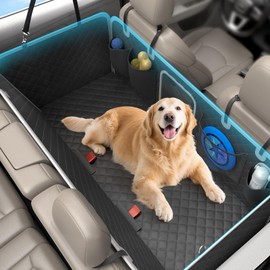 PetPurrio Dog Car Seat Cover for Back Seat, Hard Bottom Dog Hammock for Car, Waterproof Back Seat Extender for Large Dogs, Pet Seat Protector, Universal for Cars, SUVs, 400lb