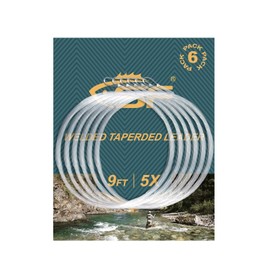 SF Welded Tapered Leader Fly Fishing with Loop Nylon 9ft Fishing Leader (6 Pack) 6X