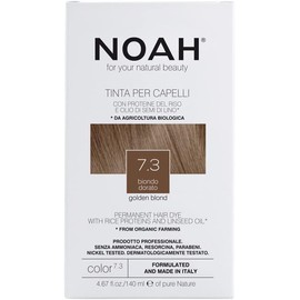 NOAH Permanent Hair Dye 7.3 Golden Blonde – Ammonia-Free Hair Colour with Linseed Oil & Rice Proteins - Nourishing, Long-Lasting & Grey Coverage - Complete Hair Colour Kit - 140ml