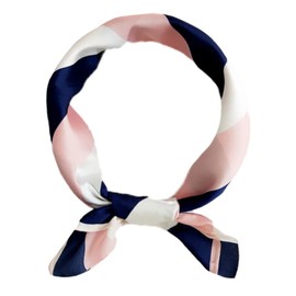 CT COTIM COYIN Silk Feeling Square Satin Head Scarf, Neck Scarves Kerchief for Women Ladies Girls, 19.7"x19.7" (50x50cm), Blue and Pink Stripe