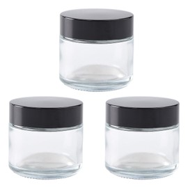HXARTMIS 2 oz Clear Glass Jars with Lids,3 Pack 2oz Small Glass Jars with Inner Liners,2 Ounce Traval Jars for Cream,Lotion