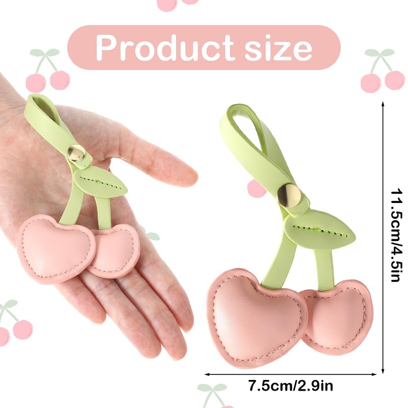 Andibro Cherry Bag Charm, Cute PU Cherry Key Ring, Bag