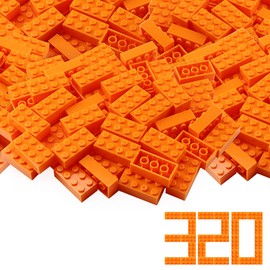 Feleph Classic 2x4 Bricks Orange 320 Pieces Parts Building Kits Creative Play Set Basic Blocks Toy Accessories Compatible with 3001 Major Brands (Orange)