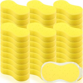 Vesici 48 Pack Bulk Large Sponges for Washing Cars Giant Household Car Sponge Non Scratch Car Cleaning Supplies for Car Boat Kayak Kitchen with Single Vacuum Compressed Packing (Bright Yellow)