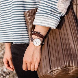 VICTORIA HYDE Simple Women's Second Hand Quartz Watches With Replaceable Leather Strap Dark Brown Waterproof For Ladies