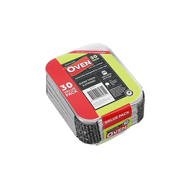 Lemon & Lime Foil Container with Lid 30-Pack, 14 cm