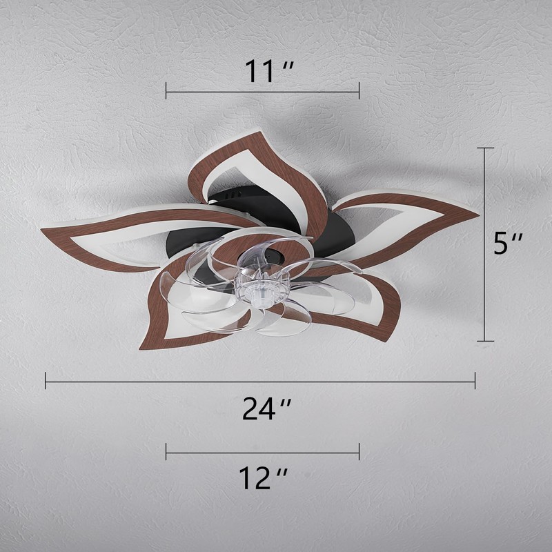 Yfrest Modern Ceiling Fan with Lights, Flush Mount Ceiling Fan