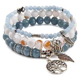 Beaded Bracelets for Women Crystals and Healing Stones Bracelet Boho Bracelets for Women Lava Rock Bracelets for Anxiety Relief Natural Stone Bracelet Stress Relief Gifts