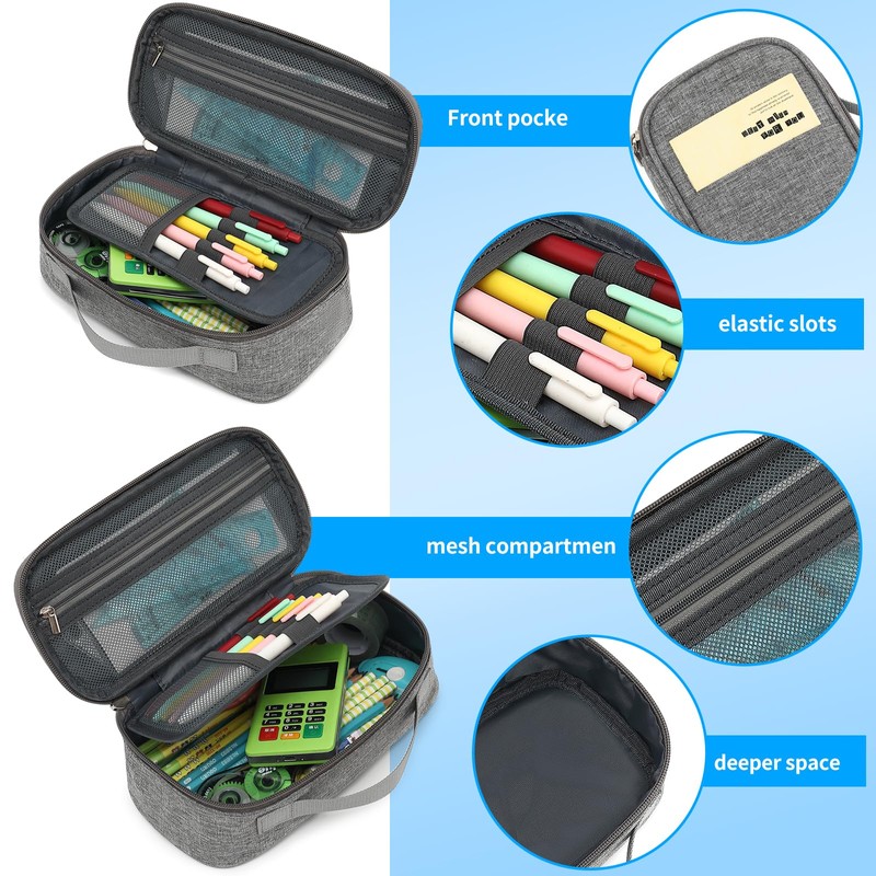 XQXA Large Capacity Pencil Case Multi-Slot Pencil Pouch Durable Pencil