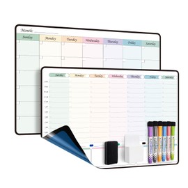 TIMCLUTCH Weekly&Monthly Dry Erase Calendar self adhesive stick on non-magnetic stainless fridge & Glass & Wall & wooden (any smooth surface),Family Calendar,Schedule Board,To Do List