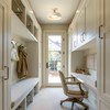 BISAMIYA Modern Semi Flush Mount Ceiling Light Fixture, Brass Accent